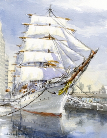 帆を張る日本丸：F6（日本丸総帆展帆）