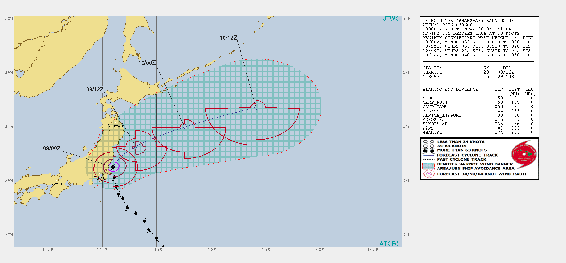 JTWC 台風13号 予想進路