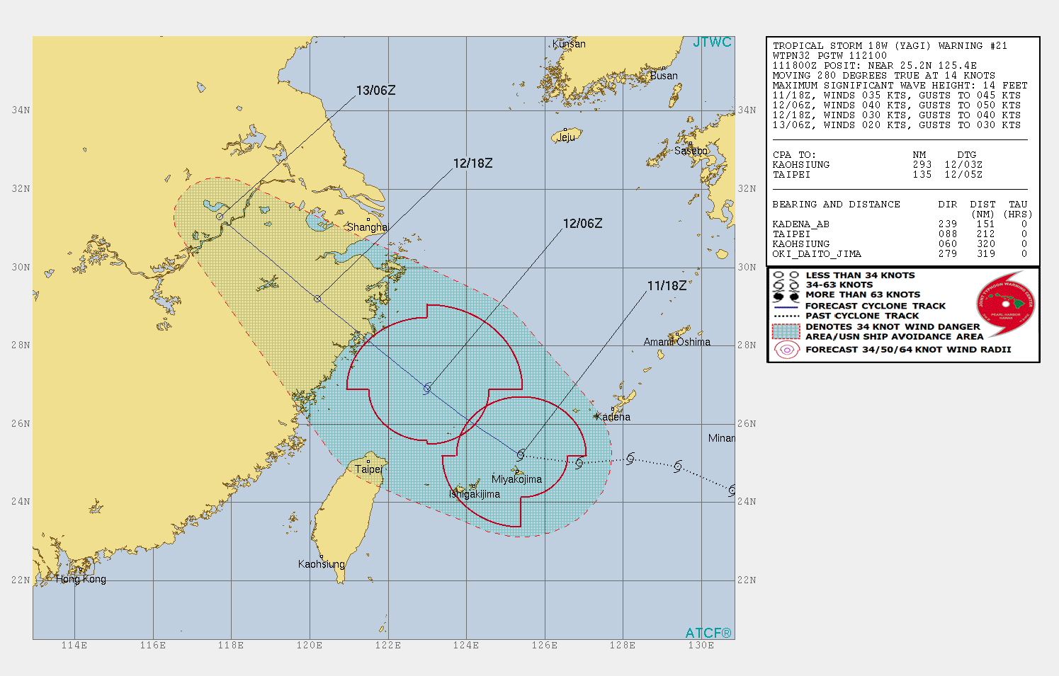 JTWC 台風14号 予想進路